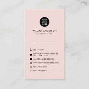 Carte De Visite Logo Personnalisé Minimal Blush Pink Médias sociau