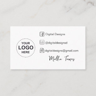 Carte De Visite Logo personnalisé minimaliste moderne Avec les méd