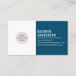 Carte De Visite LOGO PERSONNALISÉ moderne minimaliste Marine noire
