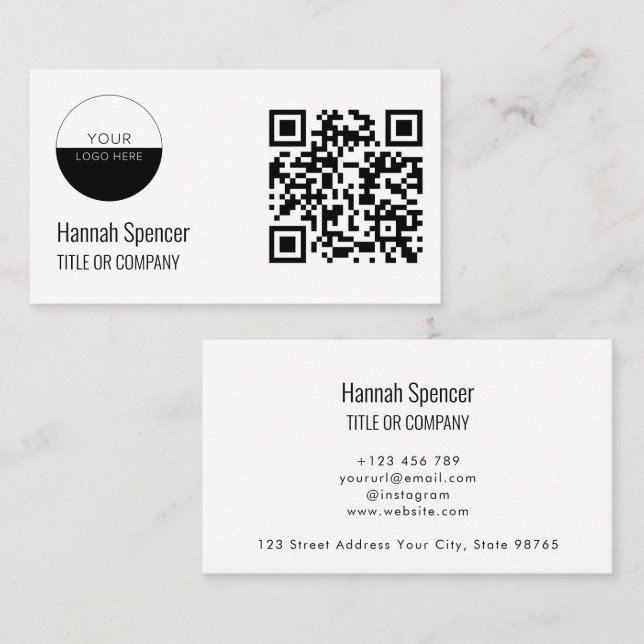 Carte De Visite Logo personnalisé | Moderne Professionnel (Devant / Derrière)