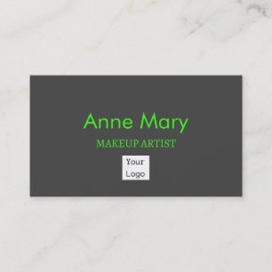Carte De Visite Logo personnalisé Neon Green Maquillage Artiste Sa
