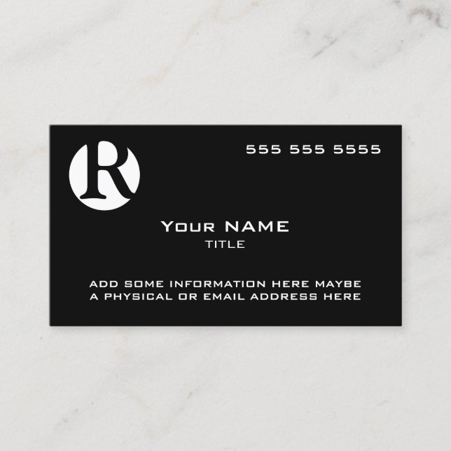 Carte De Visite Logo personnalisé noir (Devant)