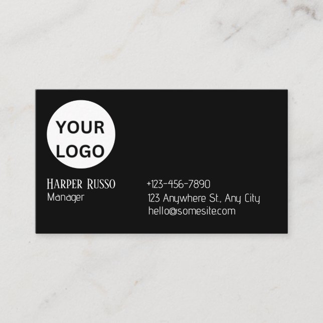 Carte De Visite Logo personnalisé noir (Devant)