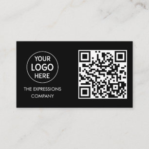 Carte De Visite Logo personnalisé noir contemporain avec carré de