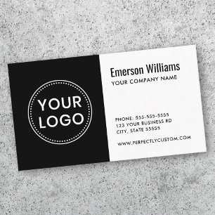 Carte De Visite Logo personnalisé noir et blanc minimaliste modern