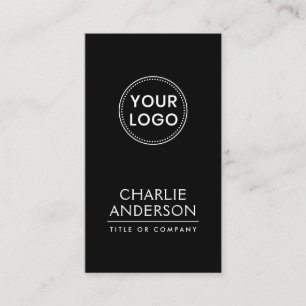 Carte De Visite Logo personnalisé noir minimaliste vertical modern