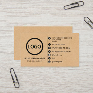 Carte De Visite Logo personnalisé papier Kraft minimaliste moderne