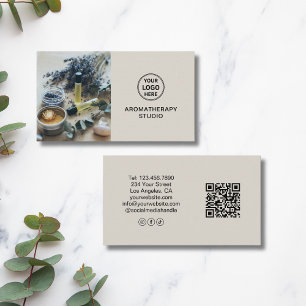 Carte De Visite Logo personnalisé QR Aromathérapie Spa professionn