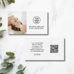 Carte De Visite Logo personnalisé QR Blanc Thérapeute en santé hol