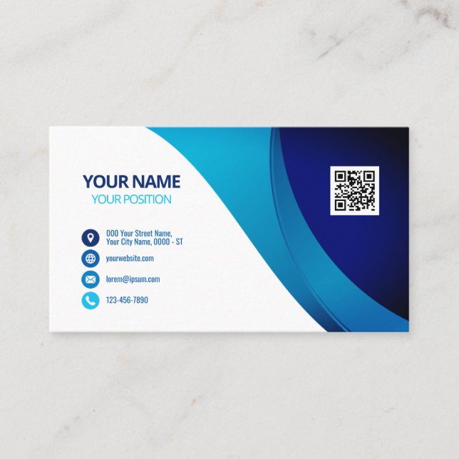 Carte De Visite Logo personnalisé QR Code élégant Moderne Bu Profe (Devant)