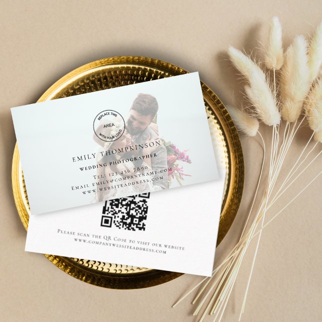 Carte De Visite Logo personnalisé QR Code Photo Mariage Photograph (Créateur téléchargé)