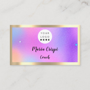 Carte De Visite Logo personnalisé QR Code Rainbow Gold Social Rose