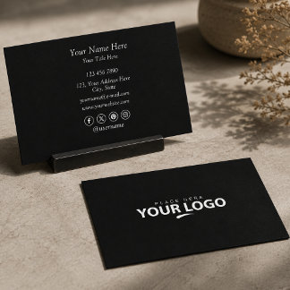 Carte De Visite Logo personnalisé | Simple Minimaliste Noir Profes