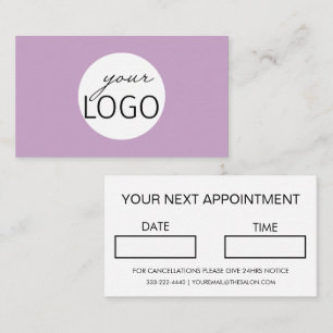 Carte De Visite Logo Personnalisé Simple Salon tendance Lilac Rend