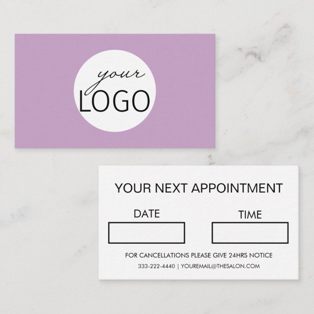 Carte De Visite Logo Personnalisé Simple Salon tendance Lilac Rend (Devant / Derrière)