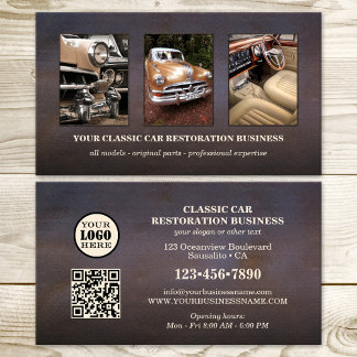 Carte De Visite Logo photo code QR voiture ancienne