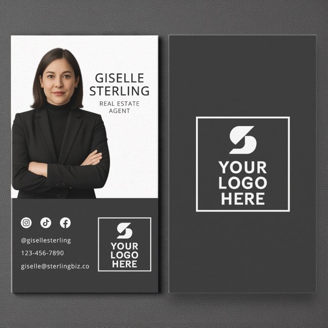 Carte De Visite Logo photo d'agent immobilier (Créateur téléchargé)