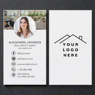 Carte De Visite Logo photo de l'agent immobilier gris sur les médi