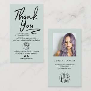 Carte De Visite Logo photo en écriture brossée verte commander mer