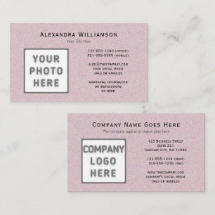 Carte De Visite Logo Photo Horizontal Glitterie double face rose