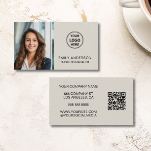 Carte De Visite Logo photo minimaliste moderne QR Professional