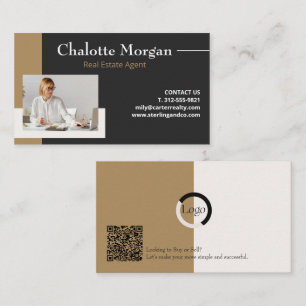 Carte De Visite Logo Photo Moderne Agent Immobilier Courtier Agent