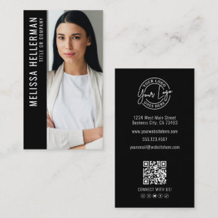 Carte De Visite Logo Photo Noir Vertical