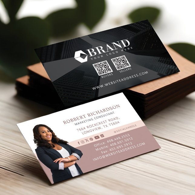 Carte De Visite Logo photo professionnel moderne et codes QR (Modern Professional Business Photo Logo & QR Codes Business Card)