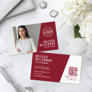 Carte De Visite Logo Photo Professionnel Rouge