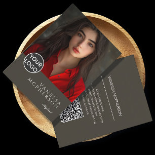 Carte De Visite Logo photo professionnelle minimaliste moderne QR