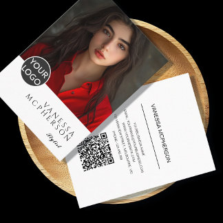 Carte De Visite Logo photo professionnelle minimaliste moderne QR