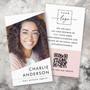 Carte De Visite Logo photo QR code moderne blanc professionnel