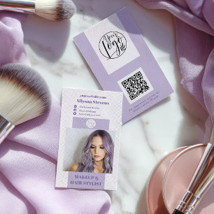 Carte De Visite Logo photo qr moderne violet lavande pour cheveux