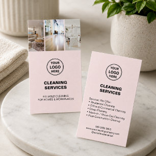 Carte De Visite Logo Photo Rose Services de Nettoyage Moderne