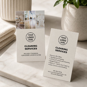 Carte De Visite Logo Photo Services de Nettoyage Modernes