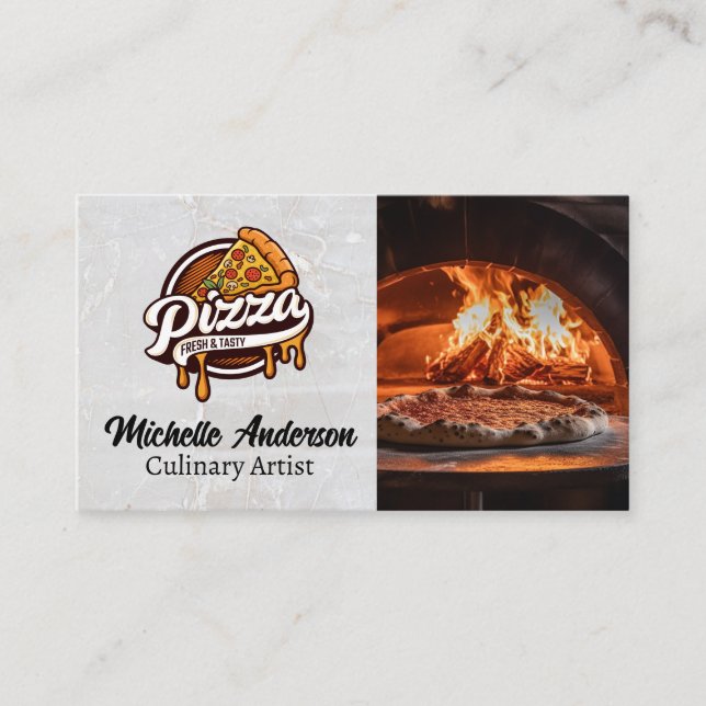 Carte De Visite Logo Pizza Slice | Four à briques (Devant)