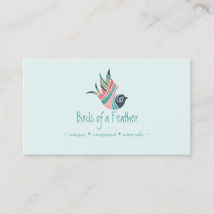 Carte De Visite Logo Plumes d'Oiseau Bohème Artistique Campagnard