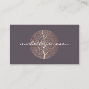 Carte De Visite Logo Premium Elegant Rose Gold Leaf