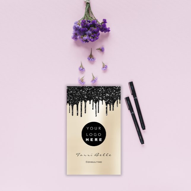 Carte De Visite Logo Professional Black Drift Pearly Consulting (Logo Professional Black Drip Pearly Consulting Business Card)