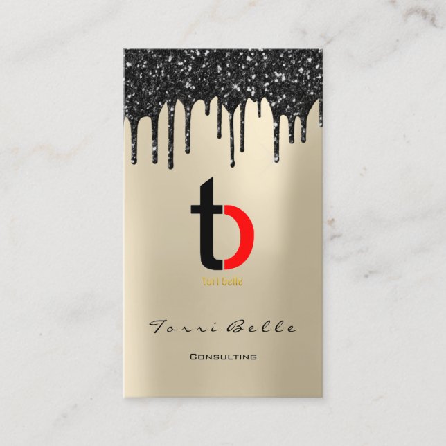Carte De Visite Logo Professional Black Drip Parties scintillant C (Devant)