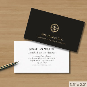 Carte De Visite Logo professionnel Black Gold Compass