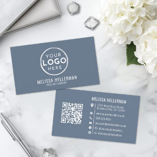 Carte De Visite Logo Professionnel Bleu Minimaliste Moderne