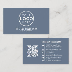Carte De Visite Logo Professionnel Bleu Minimaliste Moderne