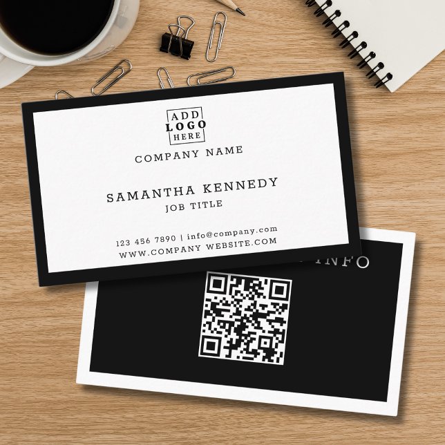Carte De Visite Logo Professionnel Code QR Noir Et Blanc Moderne (Créateur téléchargé)