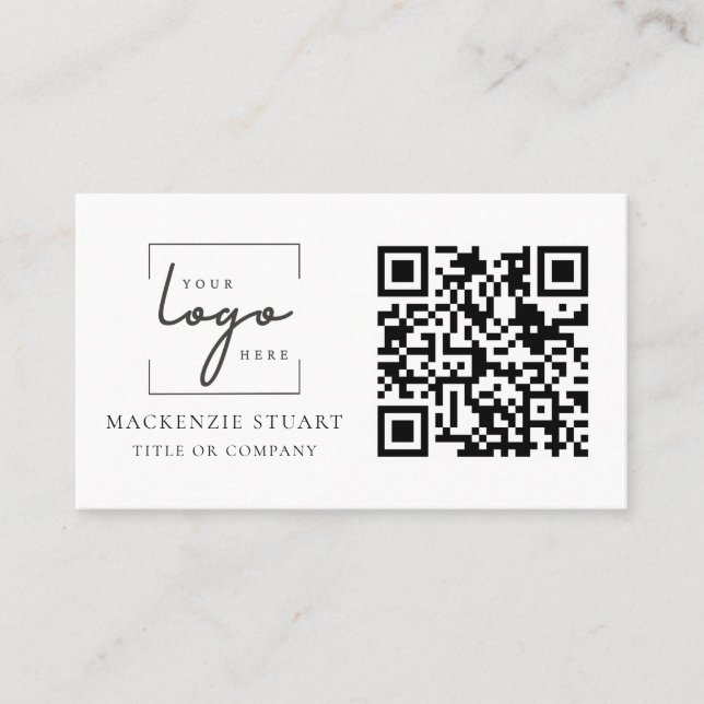 Carte De Visite Logo professionnel de code QR Simple Minimal Profe (Devant)