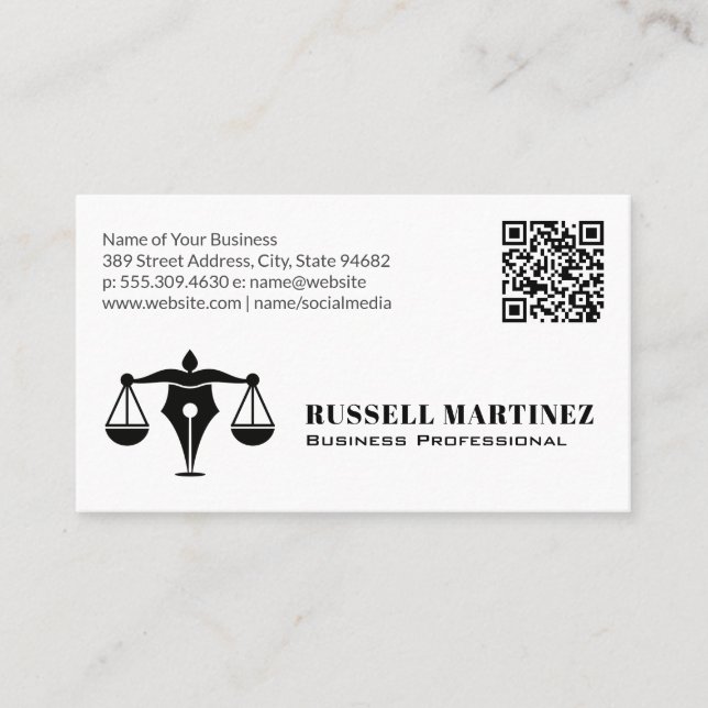 Carte De Visite Logo professionnel de l'entreprise | Code QR (Devant)