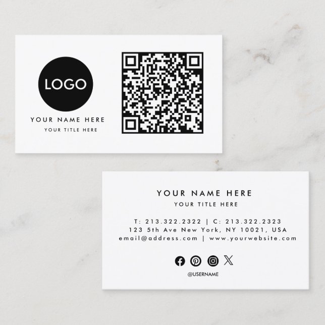 Carte De Visite Logo professionnel du code QR (Devant / Derrière)