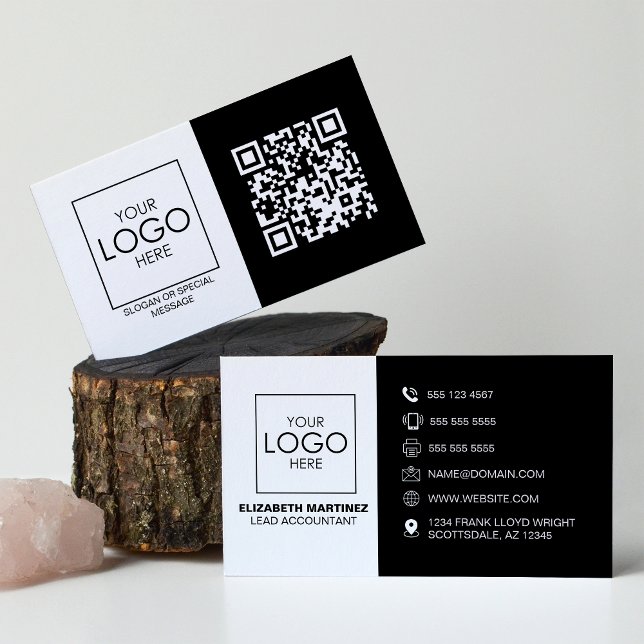 Carte De Visite Logo professionnel du code QR avant et arrière (Créateur téléchargé)