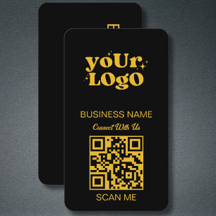 Carte De Visite Logo professionnel du code QR Black Gold