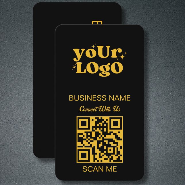 Carte De Visite Logo professionnel du code QR | Black Gold (Créateur téléchargé)